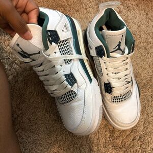 White and Green Athletic Sneakers